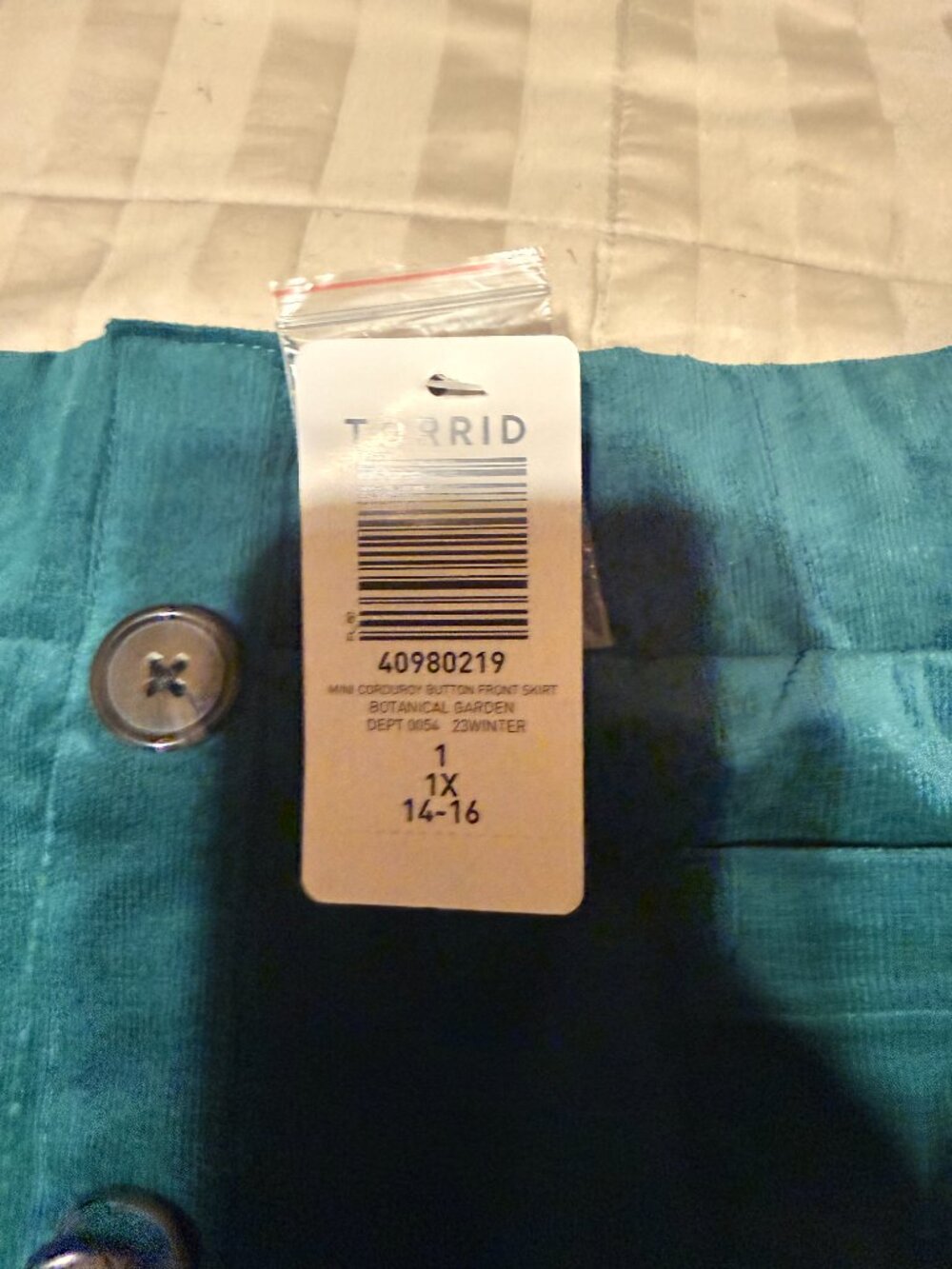Torrid Mini Cordouroy Button Down Skirt SKU 40980219 (KC Stock # 122) - Picture 2 of 3